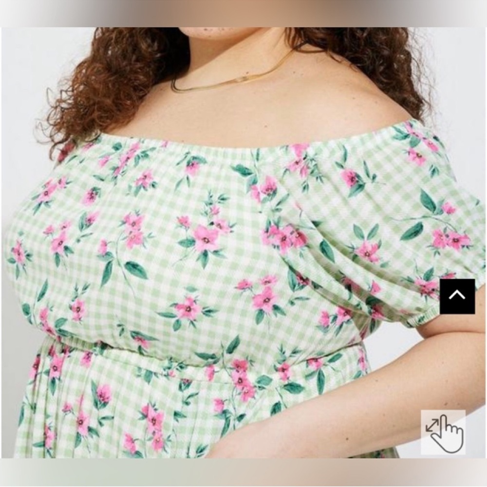 Torrid Mint Green Floral Midi Dress with Pink Accents - Picture 5 of 5